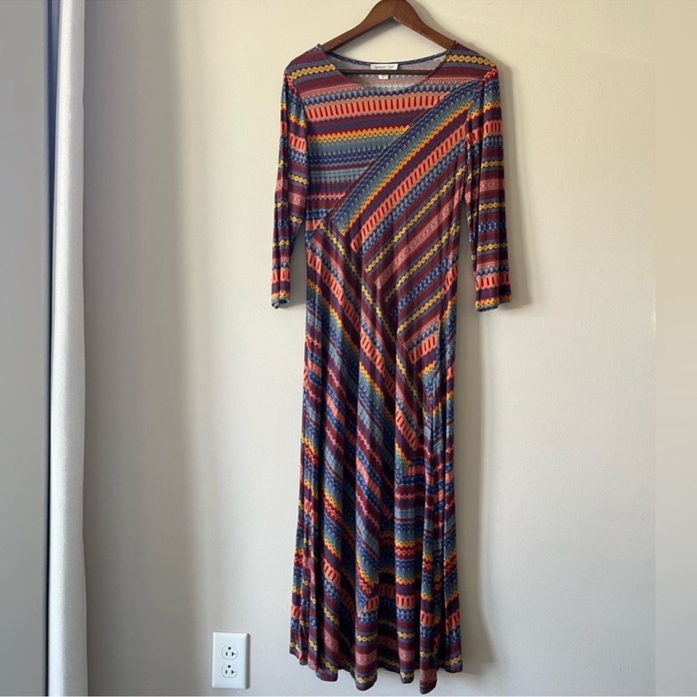 Coldwater Creek Multicolor Striped Asymmetrical Fit and Flare Women's Dress